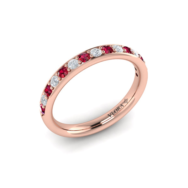 Delicate Ruby and Diamond Stackable Band