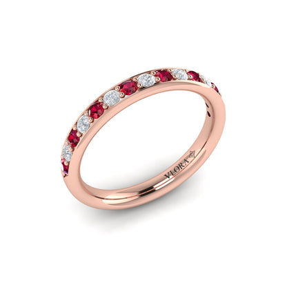 Delicate Ruby and Diamond Stackable Band