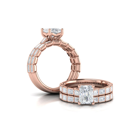 Bezeled Emerald Cut Engagement Ring