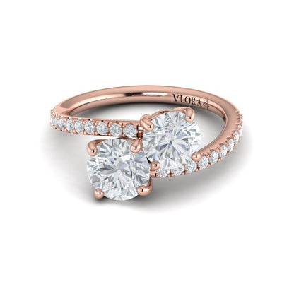 Kissing Round Diamonds Two Stone Engagement Ring