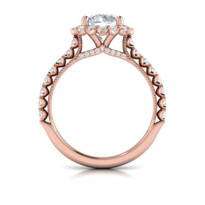 Floral Halo Round Engagement Ring