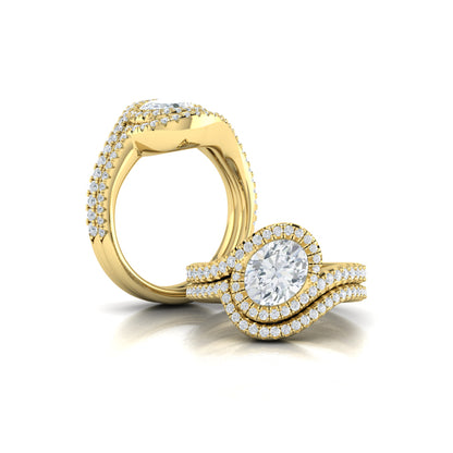 Modern Swirl Pavé Halo Engagement Ring