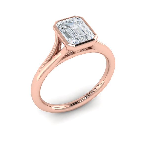 Signature Solitaire Emerald Cut Bezel Engagement Ring