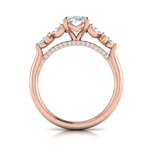 Floral Marquise Cluster Oval Engagement Ring