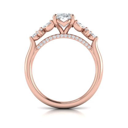 Floral Marquise Cluster Oval Engagement Ring