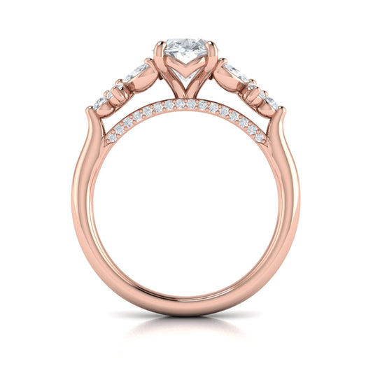 Floral Marquise Cluster Oval Engagement Ring