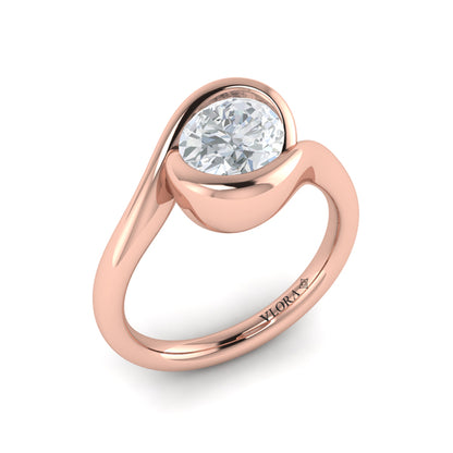 Modern Swirl Bezel Engagement Ring