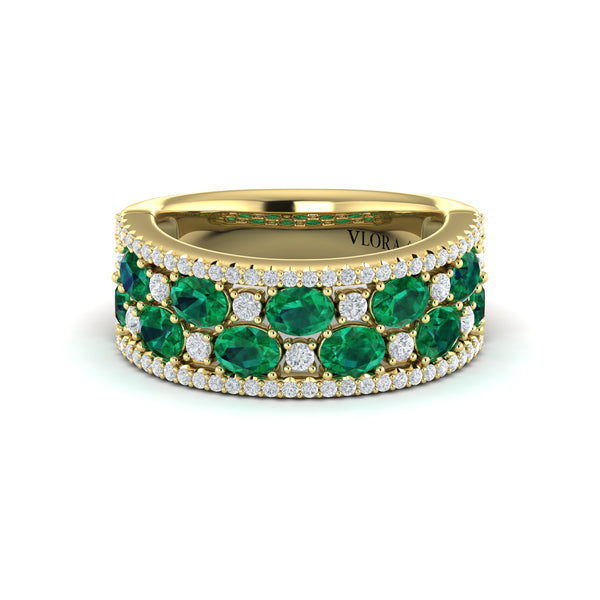 Multi Diamond and Emerald Statement Ring