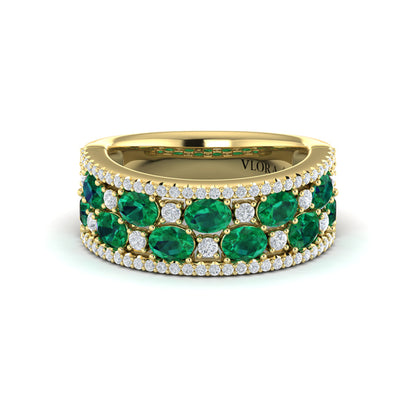 Multi Diamond and Emerald Statement Ring