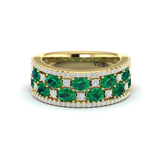 Multi Diamond and Emerald Statement Ring