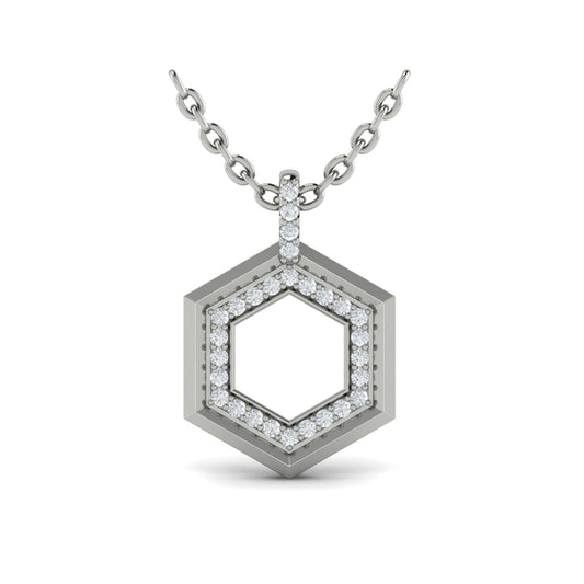 Diamond Open Honeycomb Pendant Necklace