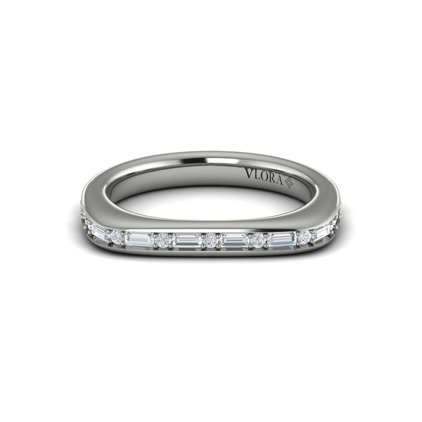 Single Diamond Baguette and Round Channel Set Ring