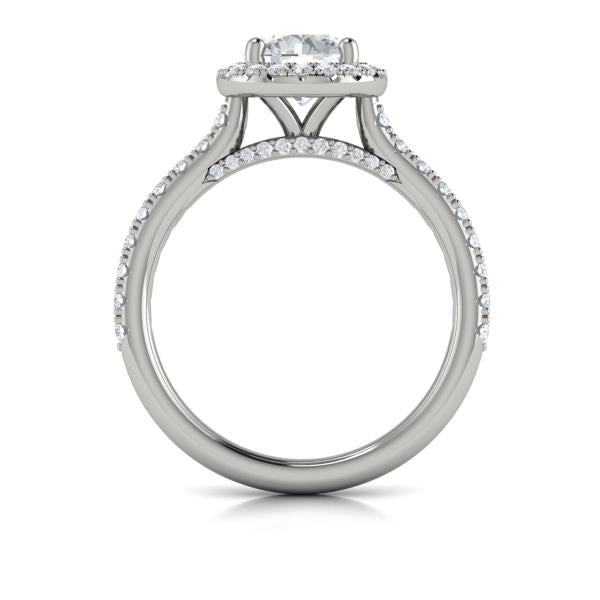 Round Halo Engagement Ring in Platinum by Vlora Bridal