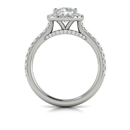 Round Halo Engagement Ring in Platinum by Vlora Bridal