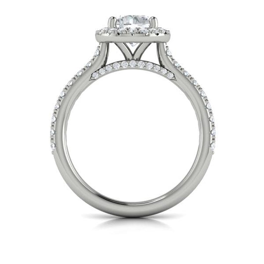Round Halo Engagement Ring in Platinum by Vlora Bridal