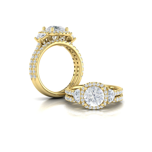 Trio Round Halo Engagement Ring