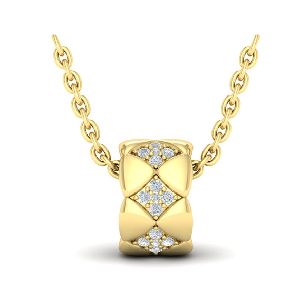 Diamond Cluster Barrel Pendant Necklace