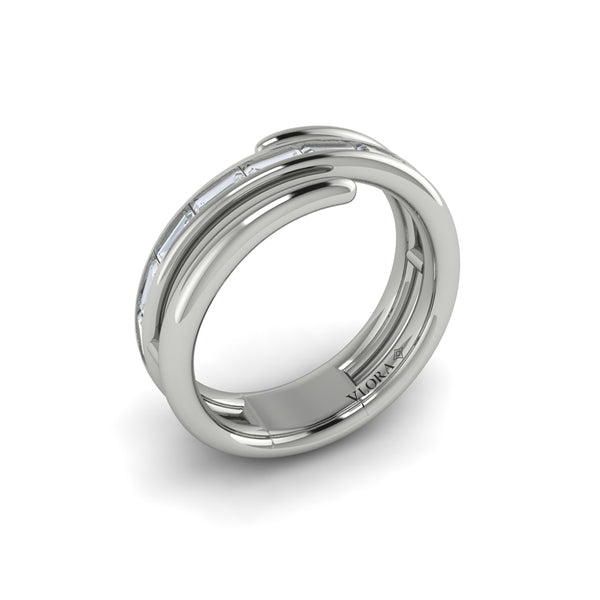 Center Diamond Baguette Open Wrap Ring