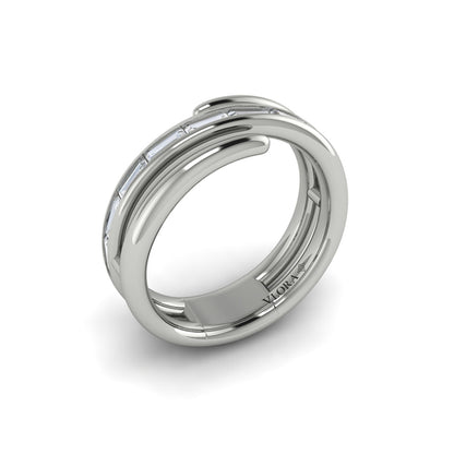 Center Diamond Baguette Open Wrap Ring