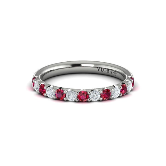 Ruby and Diamond Stackable Band
