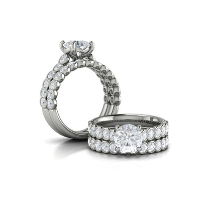 Round Diamond Engagement Ring with Bezel-Set Diamond Band