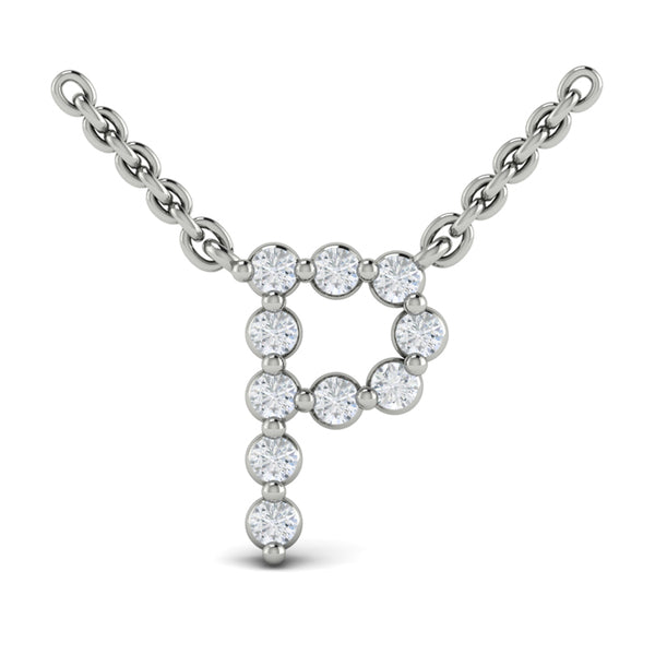 Diamond Alphabet Pendant Necklace, P