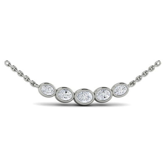 Bezel Set Diamond Curve Pendant Necklace