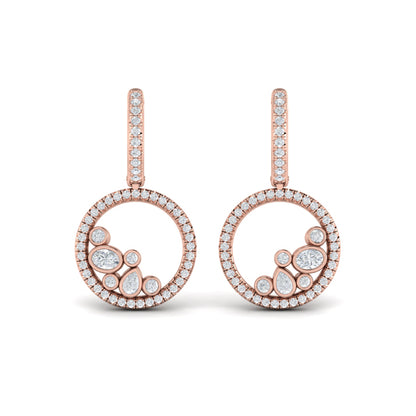 Pavé Halo and Bezel Set Diamond Circle Earrings
