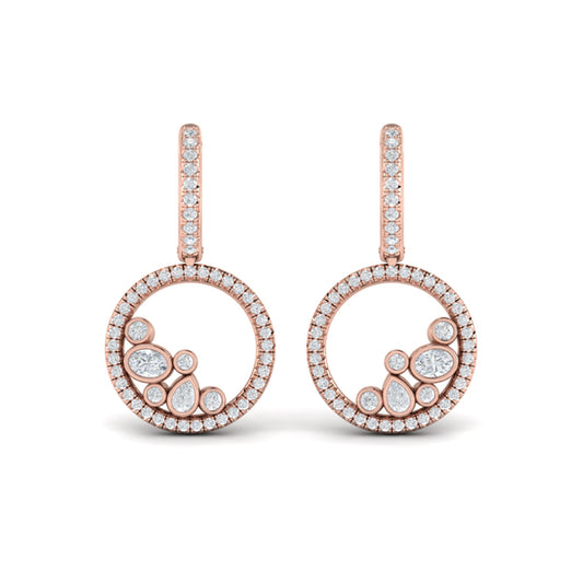 Pavé Halo and Bezel Set Diamond Circle Earrings