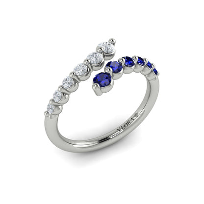 Diamond and Blue Sapphire Open Wrap Ring