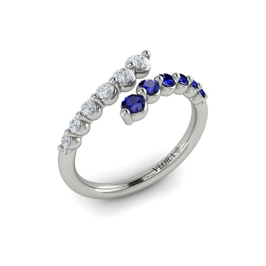 Diamond and Blue Sapphire Open Wrap Ring