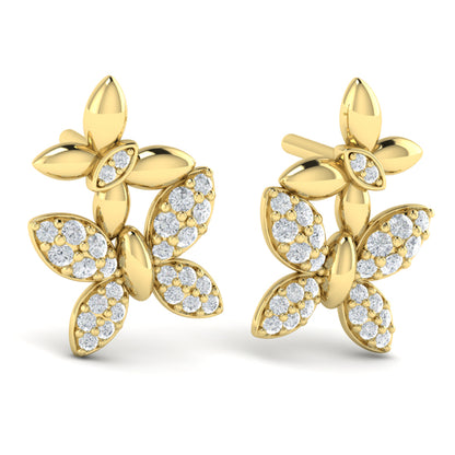 Double Butterfly Diamond Pavé Earrings
