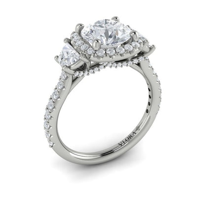 Trio Round Halo Engagement Ring