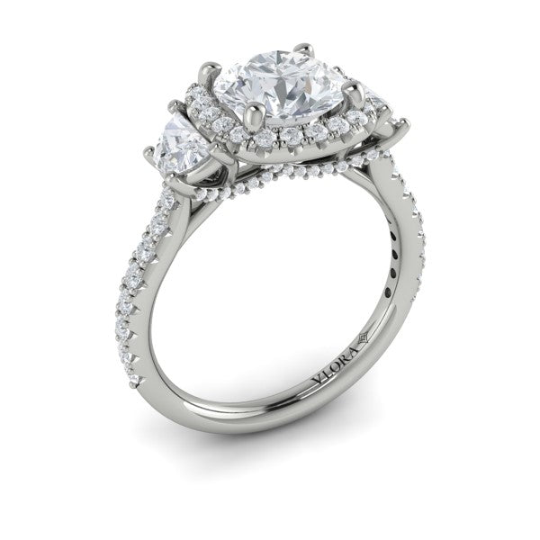 Trio Round Halo Engagement Ring