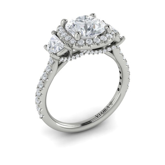 Trio Round Halo Engagement Ring