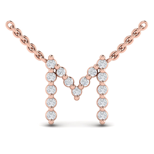 Diamond Alphabet Pendant Necklace, M
