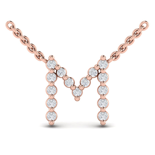 Diamond Alphabet Pendant Necklace, M