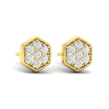 Diamond Cluster Honeycomb Stud Earrings