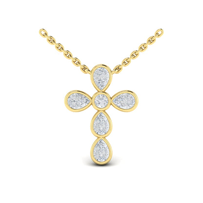 Pear Shape Bezel Set Diamond Cross Pendant