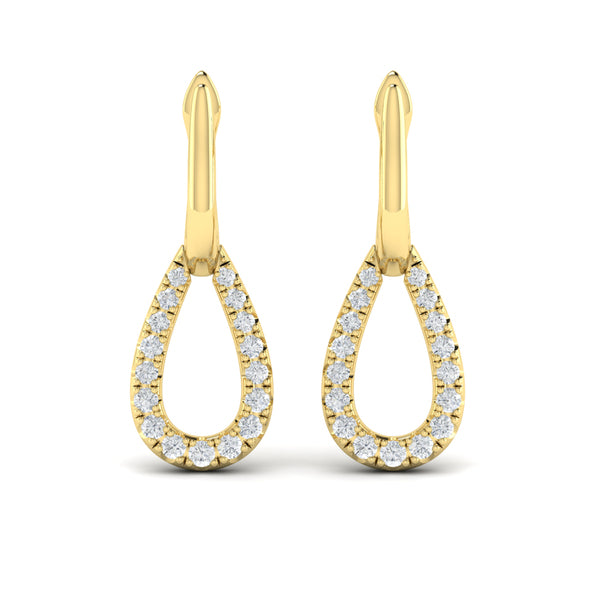 Diamond Open Tear Drop Link Earrings