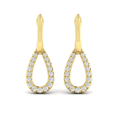Diamond Open Tear Drop Link Earrings