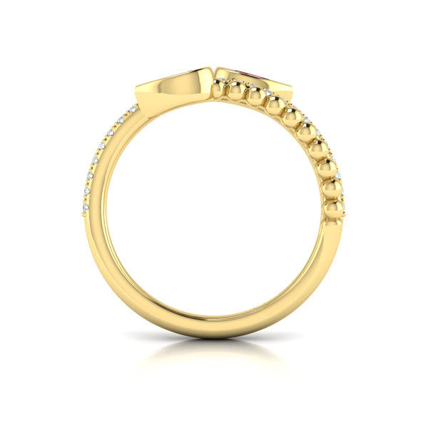 Bezel Set Pear shaped Ruby and Diamond Wrap Ring