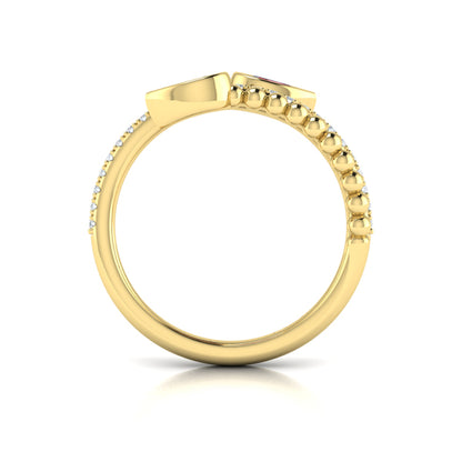 Bezel Set Pear shaped Ruby and Diamond Wrap Ring