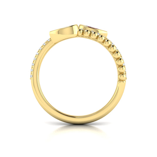 Bezel Set Pear shaped Ruby and Diamond Wrap Ring