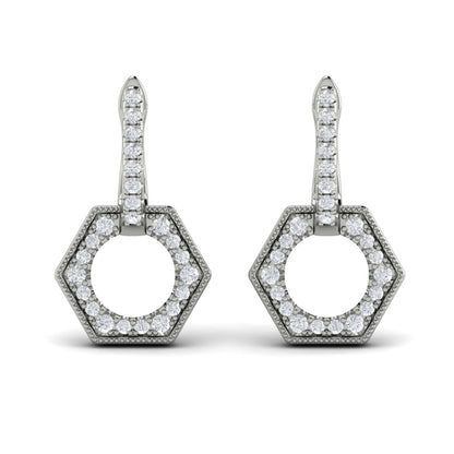 Diamond Open Honeycomb Drop Earrings