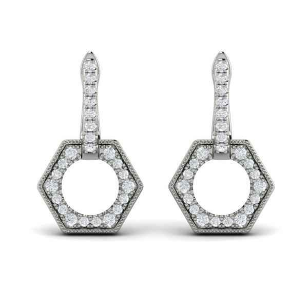 Diamond Open Honeycomb Drop Earrings