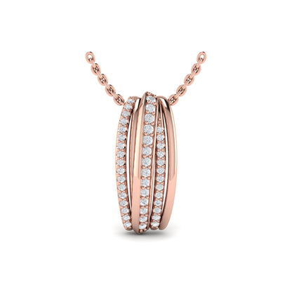 Triple Row Diamond Fluted Pendant