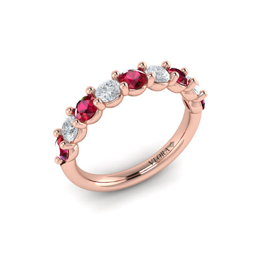 Classic Ruby and Diamond Stackable Band