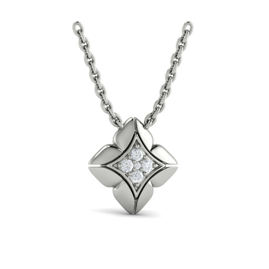 Diamond Vlora Star Floral Pendant Necklace