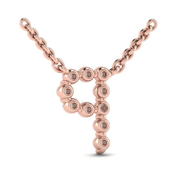Diamond Alphabet Pendant Necklace, P